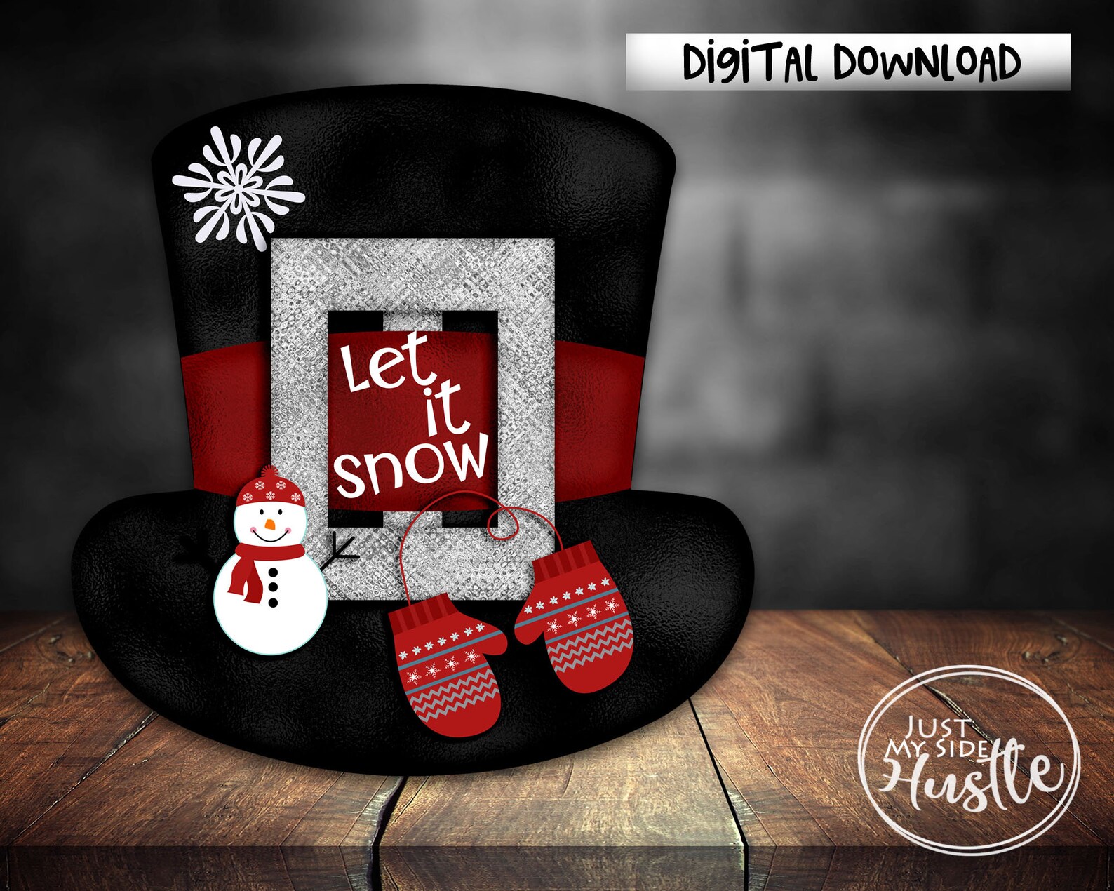 Let It Snow Top Hat Sublimation Designs Template Snowman Top Etsy