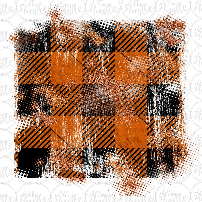 Orange and Black Plaid Distressed Sublimation Background | Etsy