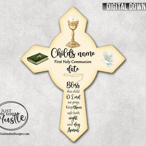 First Holy Communion Cross png Boy or Girl Sublimation Designs Catholic Cross Instant Digital Download First Communion Sacrament Gift image 1