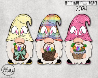 Easter 2024 New Gnome Bunny - Cute Gnome Design Sublimation Designs-Gnome Sublimation Graphic Digital Download