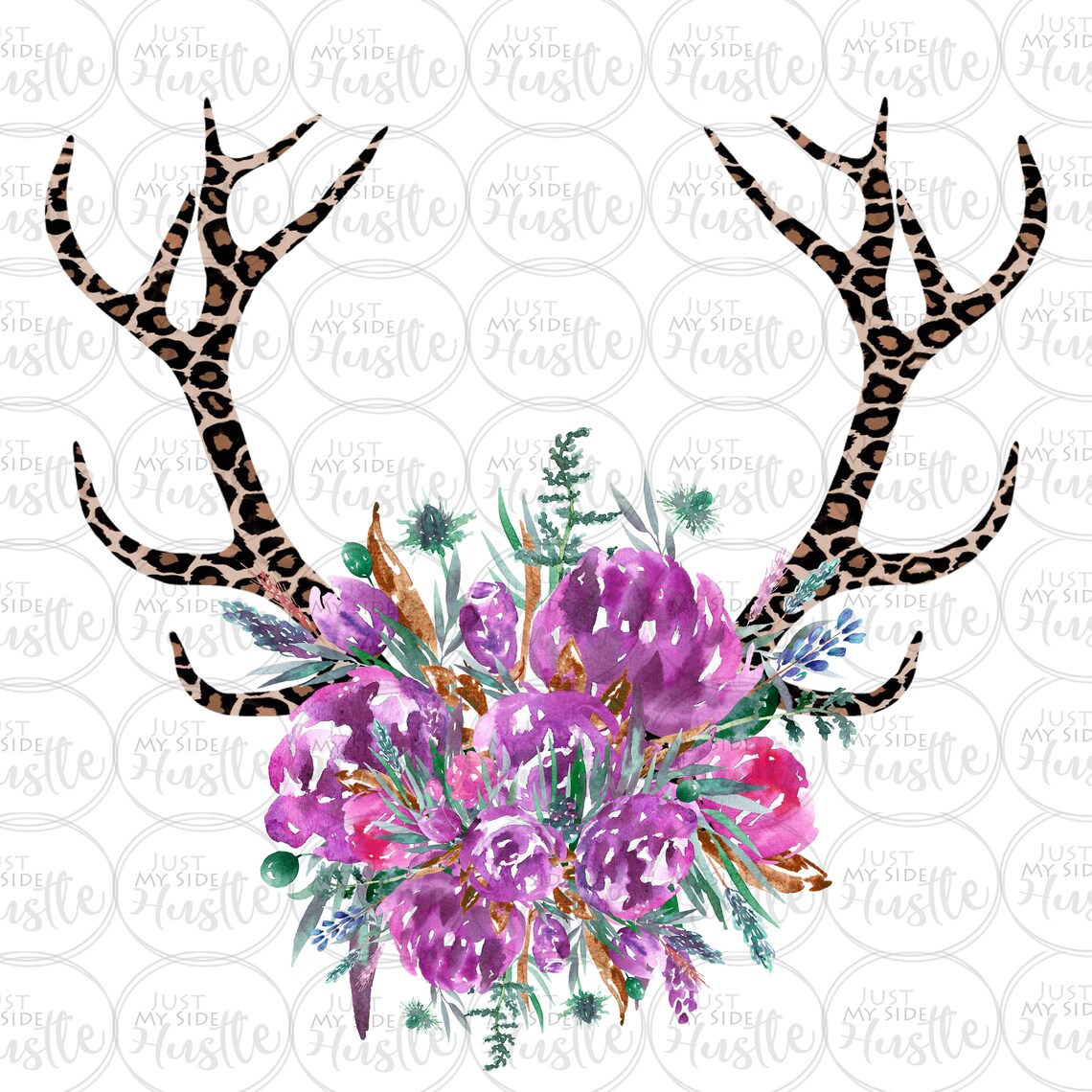 Flower Bouquet Antlers Instant Digital Download Design Antler | Etsy