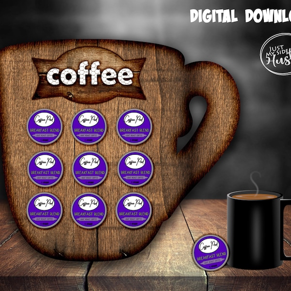 Coffee Pod Holder Sublimation Designs Png- KCup Holder Template Instant Digital Download-Farmhouse Wood Coffee Mug Pod Stand Digital Design