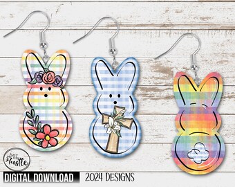 Cute Pastel Plaid Bunny Peep png Sublimation Designs Bundle - Peep Bunny with Cross Png For Sublimation