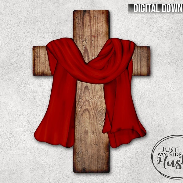 Christmas Cross png -Sublimation Designs Red Cross Instant Digital Download-Cross with Flag Scarf Wall Hanger-Cross Earring Template