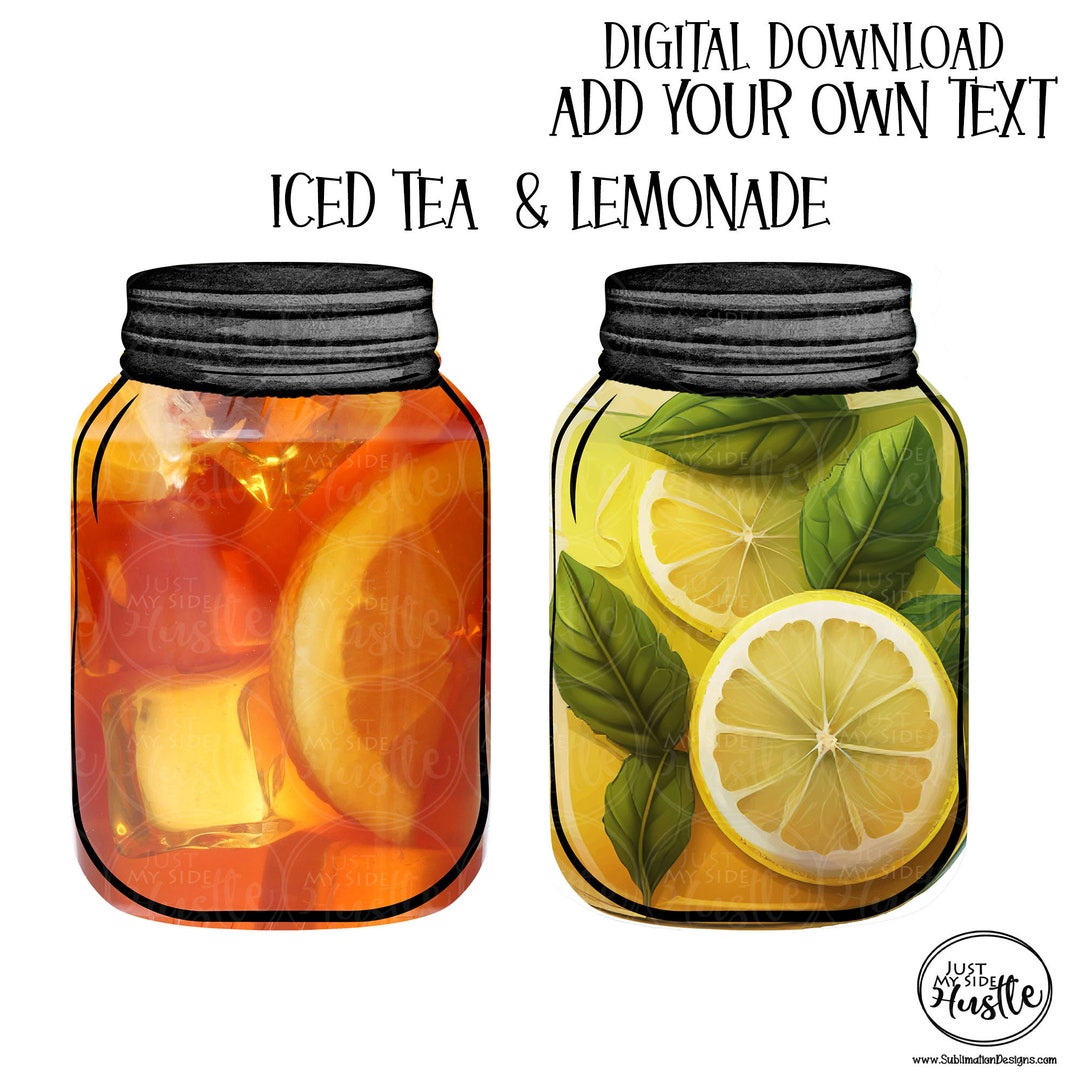 Lemonade Mason Jar Png Iced Tea Sublimation Designs Instand Digital
