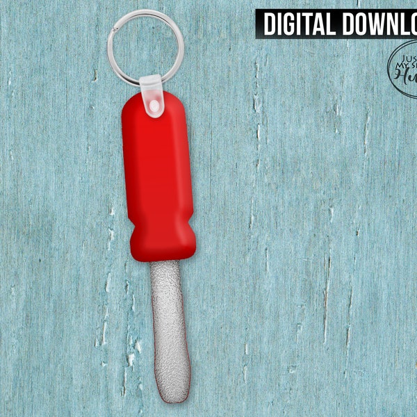 Red Screwdriver Png- Add your own text Sublimation Designs Download - Fathers Day Screw Driver Keychain Template Png