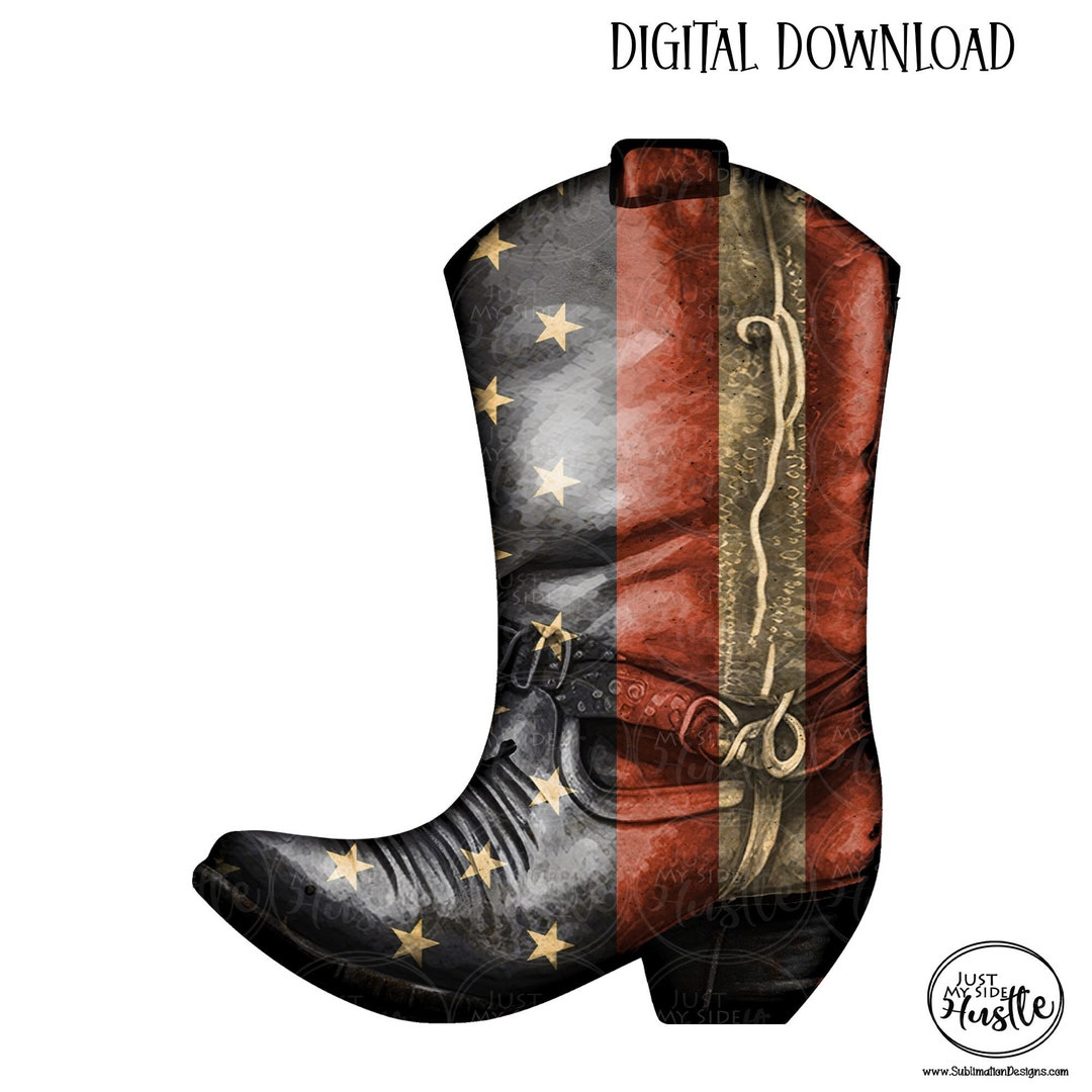USA Flag Cowboy Boot Png Red White Blue Cowgirl Boots Sublimation
