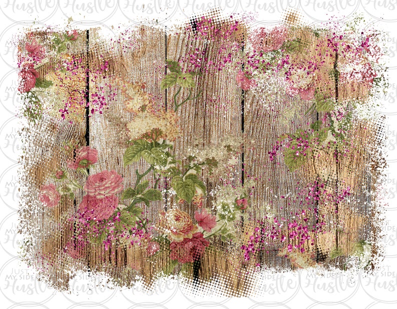 Floral Wood Png Sublimation Background Rustic Floral | Etsy
