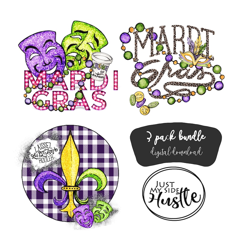 Fat Tuesday Sublimation Designs Bundle Mardi Gras Png NOLA Sublimation Graphics Mardi Gras Clipart Fleur De Lis Instant Digital Design image 1