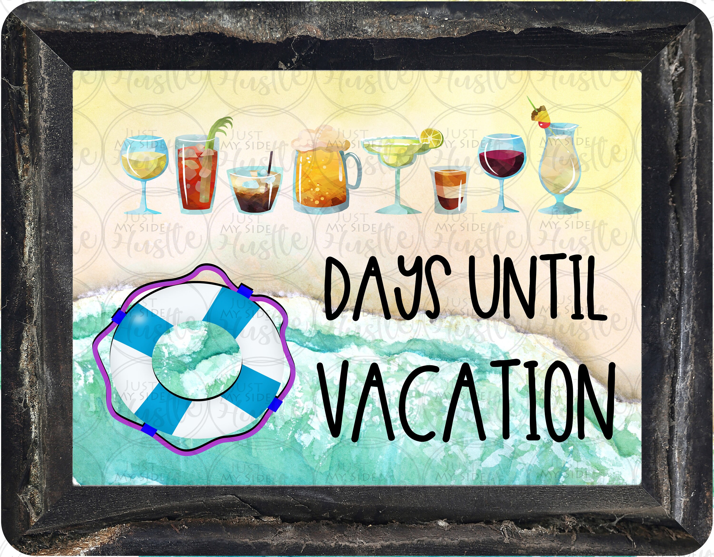 Beach Vacation Countdown Dry Erase Board Png Framed Dry Etsy