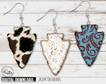 Arrowhead Country Earring Png- Arrowhead Cowhide Sublimation Designs- Arrowhead earring template png Instant Digital Download