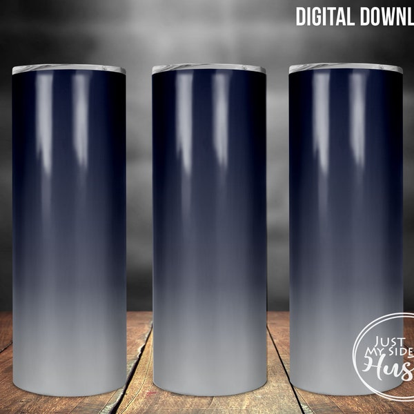 Navy to Gray Ombre 20 oz Skinny Tumbler Sublimating Png - Gray and Navy Ombre Design for Sublimation Tumbler Instant Digital Download