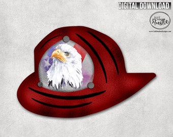 Firefighter Helmet with Eagle Png- Firefighters Hat Sublimation Designs- Firefighter Ornament Template Instant Digital Download