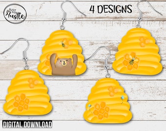 Bee Hive Png for Sublimation- Honey Bee House Sublimation Designs - Beehive with Bee aand Bear Clip Art Instant Digital Download