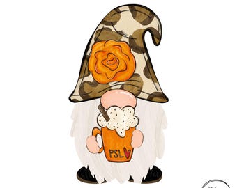 Pumpkin Spice Latte Gnome - Cute Autumn PSL Gnome Design Sublimation Designs- Fall Thanksgiving Gnome Sublimation Graphic Digital Download