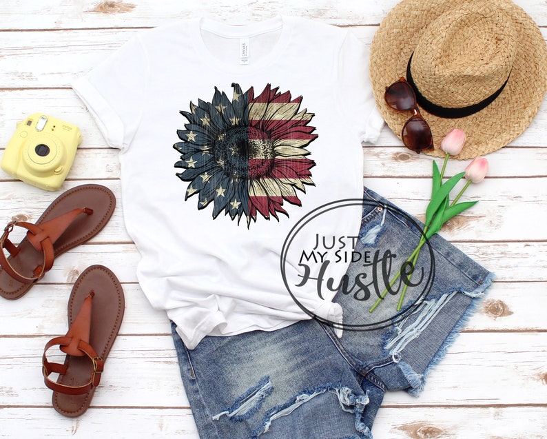 Download Patriotic Sunflower Png Red White & Blue Sublimation ...