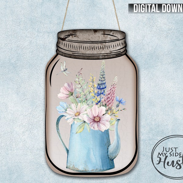 Floral Mason Jar Png- Flowers in a Jar Sublimation Designs Download- Mason Jar Sublimation Template Earring - Spring Summer Tiered tray Png