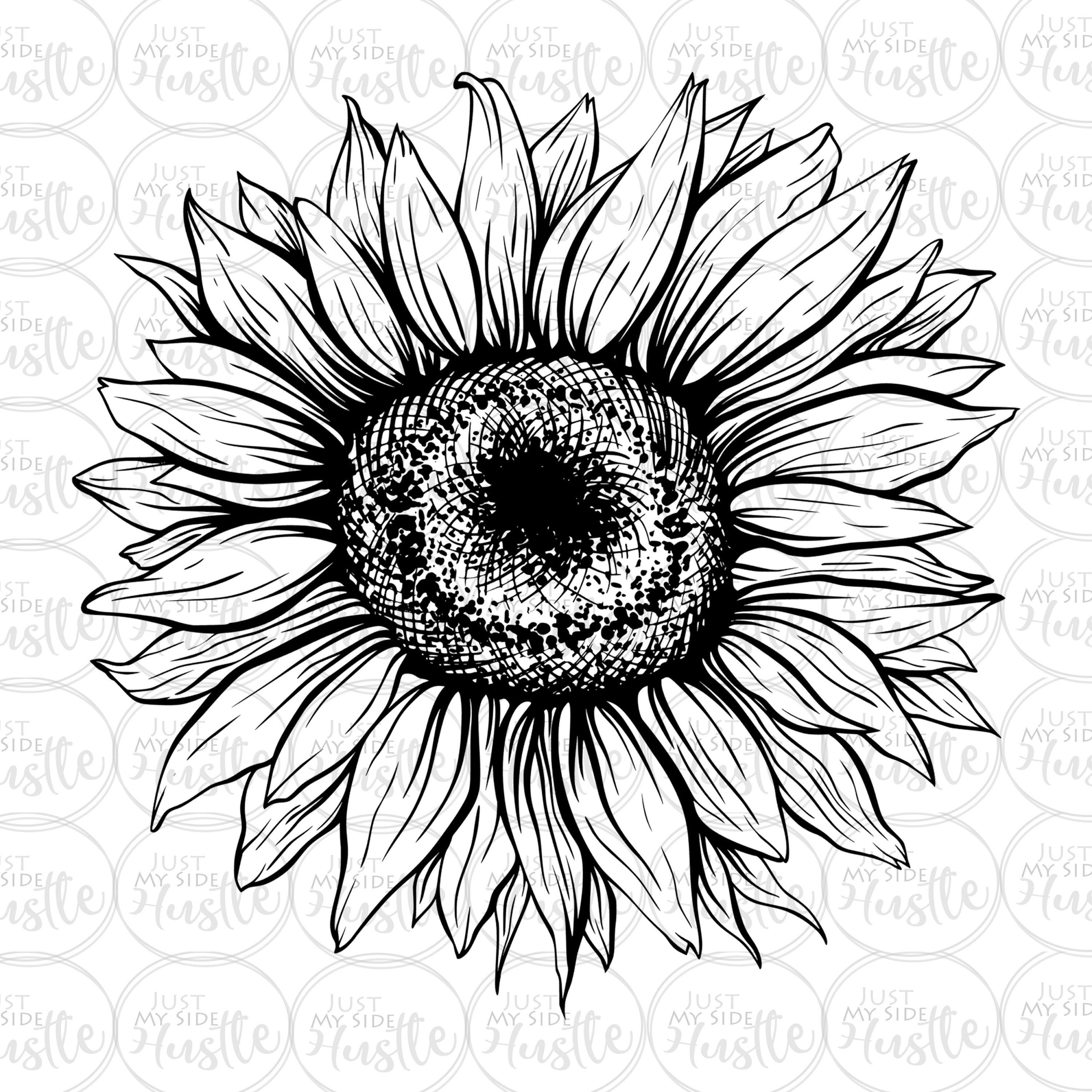 Sunflower Outline Png Black Border Sunflower Sublimation Etsy Ireland
