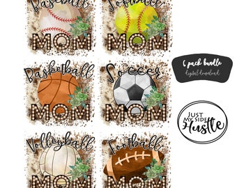 Football mom Sublimation Designs Bundle- Softball Mama png- Basketball mom Clipart- Soccer Mom- Volleyball Mom Digital Download-Baseball mom