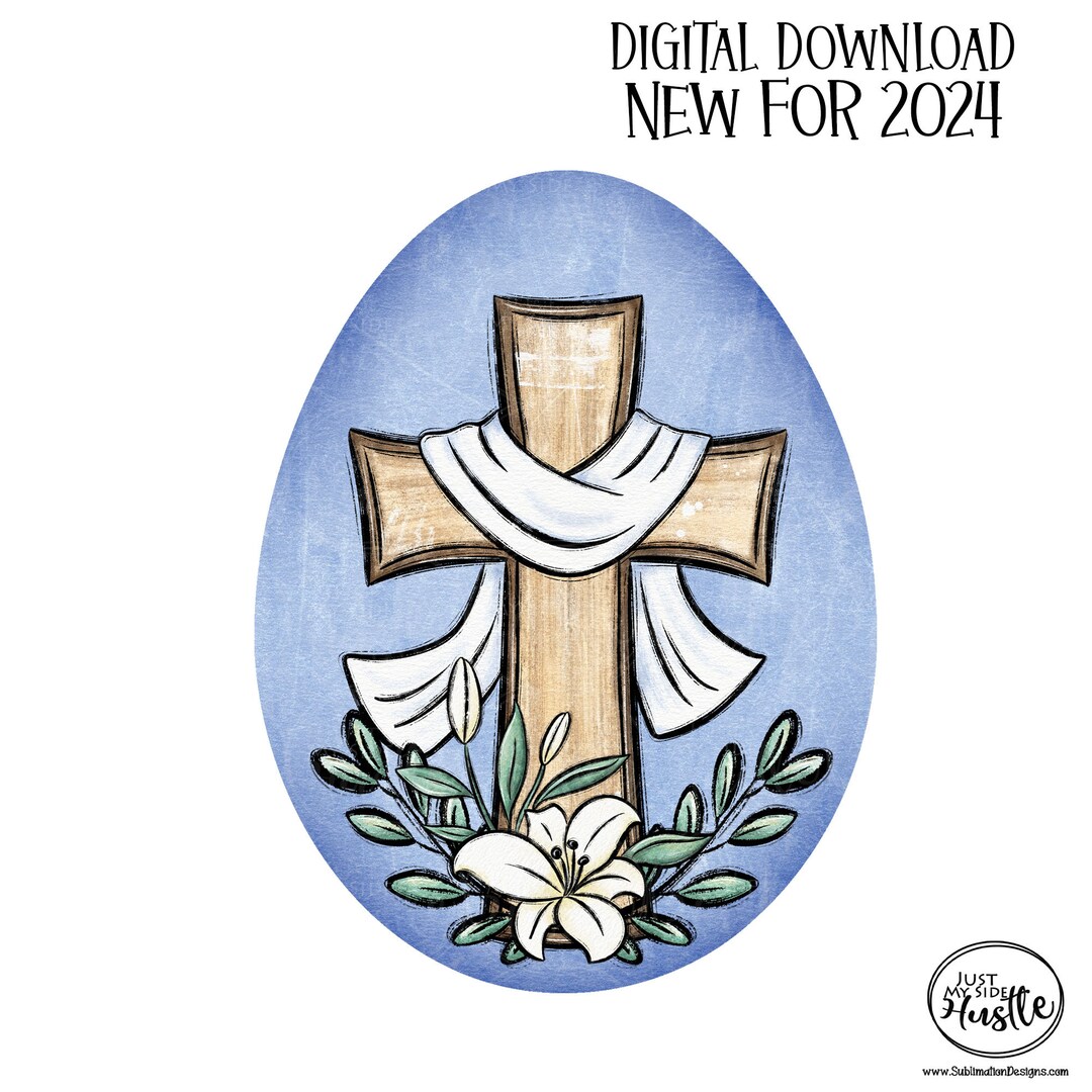 Easter Egg With Cross Png - Egg Shape Sublimation Designs Wall Hanger ...