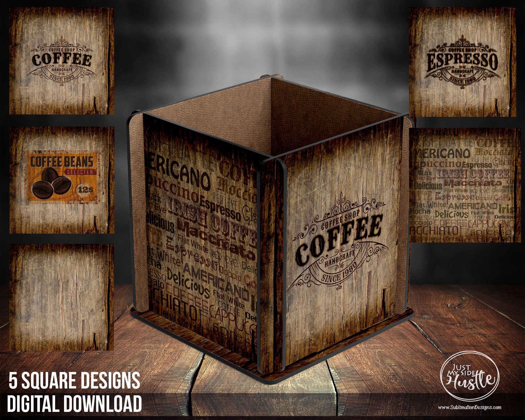 Wooden coffee box/Coffee bar box/ Countertop coffee box/Coffee