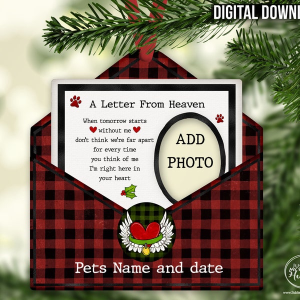 A Letter from Heaven in Envelope Sublimation PNG - Christmas Pet Memorial Letter Instant Digital Download