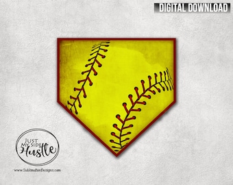 Rustic Softball Plate Png- Dirty ball Base Template Sublimation Designs- Soft ball Lover Batters Mound Sublimation Graphic Download