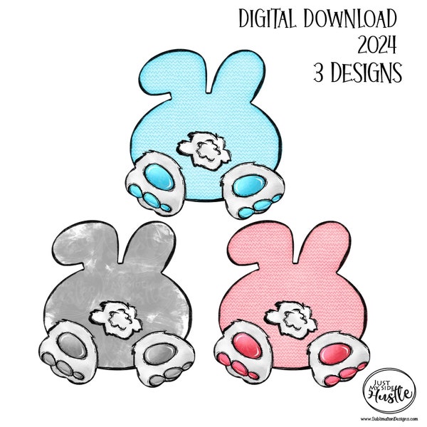 Bunny Butt Png- Hand Drawn Tail Bunny Blank Template Sublimation Designs-Easter Rabbit Template Sublimation Graphic - Digital Download