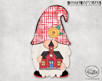 School House Teacher Gnome - Back to School Gnome Design Sublimation Designs- End of School Year Gnome Sublimation Graphic Digital Download