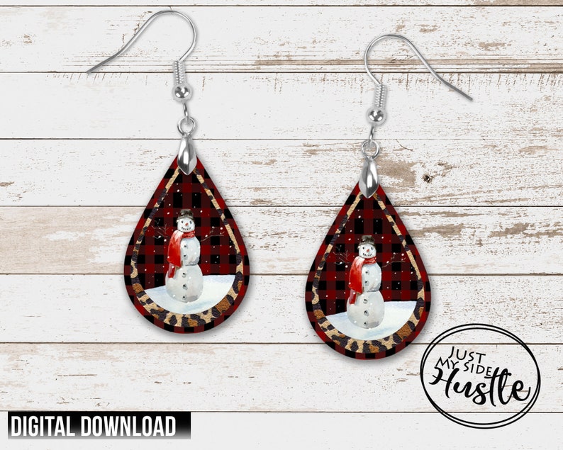 Download Snowman Drop Earrings Sublimation Designs Christmas Png | Etsy