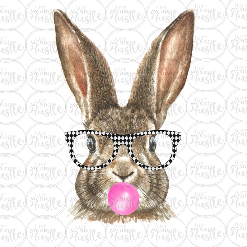 Bunny with Glasses Png Easter Bunny Blowing Bubble Etsy