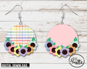 Spring Floral Round Sublimation Designs PNG -Round with Flowers  Png for Sublimation Digital Download