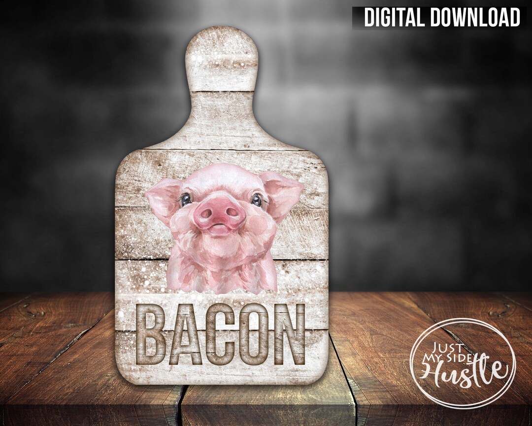 Cute Pig Cutting Board Png Template- Bacon Sublimation Designs Blank- Cutting Board Instant ...