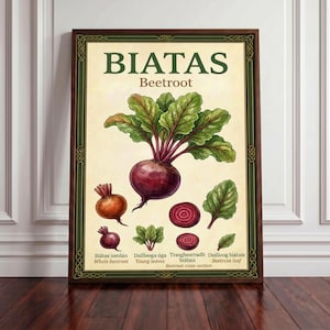 Biatas Beetroot Botanical Print – Vintage Irish Gaelic Vegetable Art (Digital Download)Digital Printing Ireland