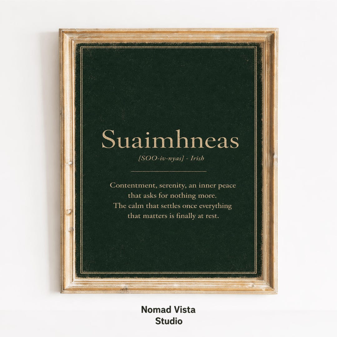 Irish Definition Print, Suaimhneas Serenity Wall Art, Calm Bedroom ...