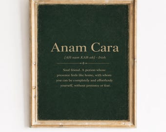 Anam Cara (definición irlandesa), significa "Amigo del alma" en irlandés, arte para la pared de la sala de estar, regalo para alma gemela/compañero.