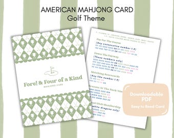 Tarjeta de Mahjong de Golf / Fácil para principiantes (Descarga en PDF)
