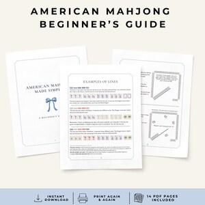 Guía para principiantes de Mahjong americano / Reglas paso a paso (PDF imprimible + descarga digital)