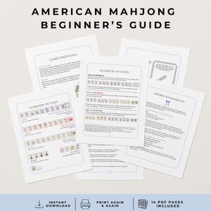 Guía para principiantes de Mahjong americano / Reglas paso a paso (PDF imprimible + descarga digital)