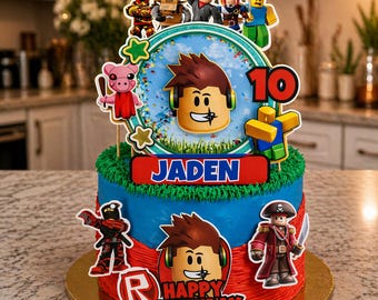 Roblox Cake Topper, Gamer Party Decor (Digital Download)
