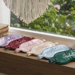 Custom Embroidered Satin Sleep Mask | Personalized Name Eye Mask
