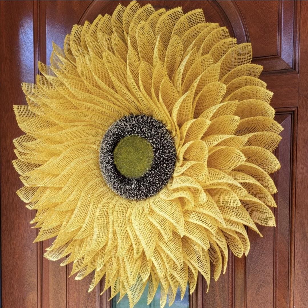 Sunflower Wreath Tutorial DIY | Step by Step Burlap Flower Door Wreath ...
