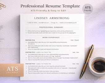 ATS-cv-sjabloon Word en Google Docs, professioneel cv-sjabloon + sollicitatiebrief, bewerkbaar modern cv, direct downloaden, cv van 1 - 2 pagina's