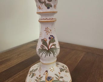 Candelabro antiguo de Moustiers pintado a mano