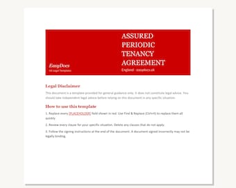 Assured Periodic Tenancy Agreement 2026 | RRA 2025 Compliant | England | Word | Instant Download