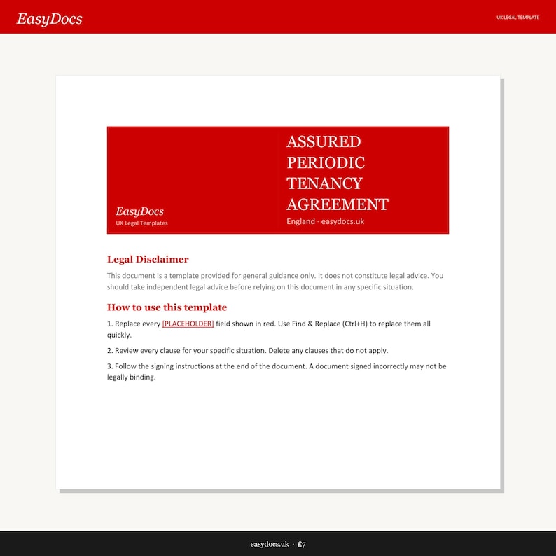 Assured Periodic Tenancy Agreement 2026 | RRA 2025 Compliant | England ...
