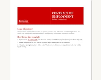 Arbeidsovereenkomst VK 2026 | Fulltime | Conform ERA 2025 | Alle wettelijke rechten | Woord
