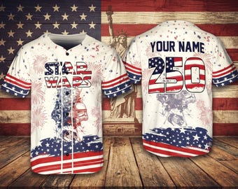 Custom Name Star Wars America 250th Baseball Jersey, Darth Vader 4th of July Patriotic Shirt, Galaxy's Edge 1776-2026 Disney Men Outfit