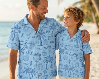 Father Son Matching Star Wars Hawaiian Shirt, Tropical Disneyland Family Outfit, R2D2 Stormtrooper Aloha, Galaxy's Edge Disney Vacation