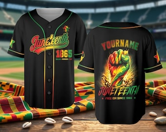Personalized Juneteenth Baseball Jersey, Free Ish Since 1865 Custom Name Shirt, African American Pride Pan African Colors Freedom Day Gift